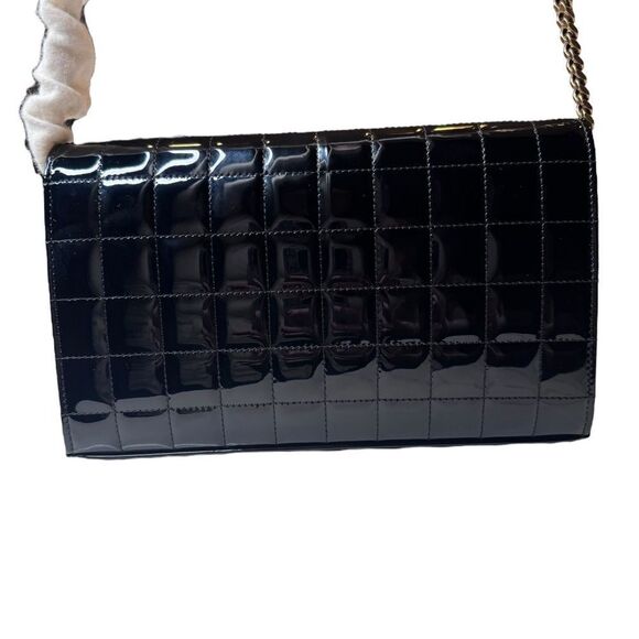 NWT YSL Patent Quilted Leather Cassandre Wallet on Chain - Picture 5 of 8